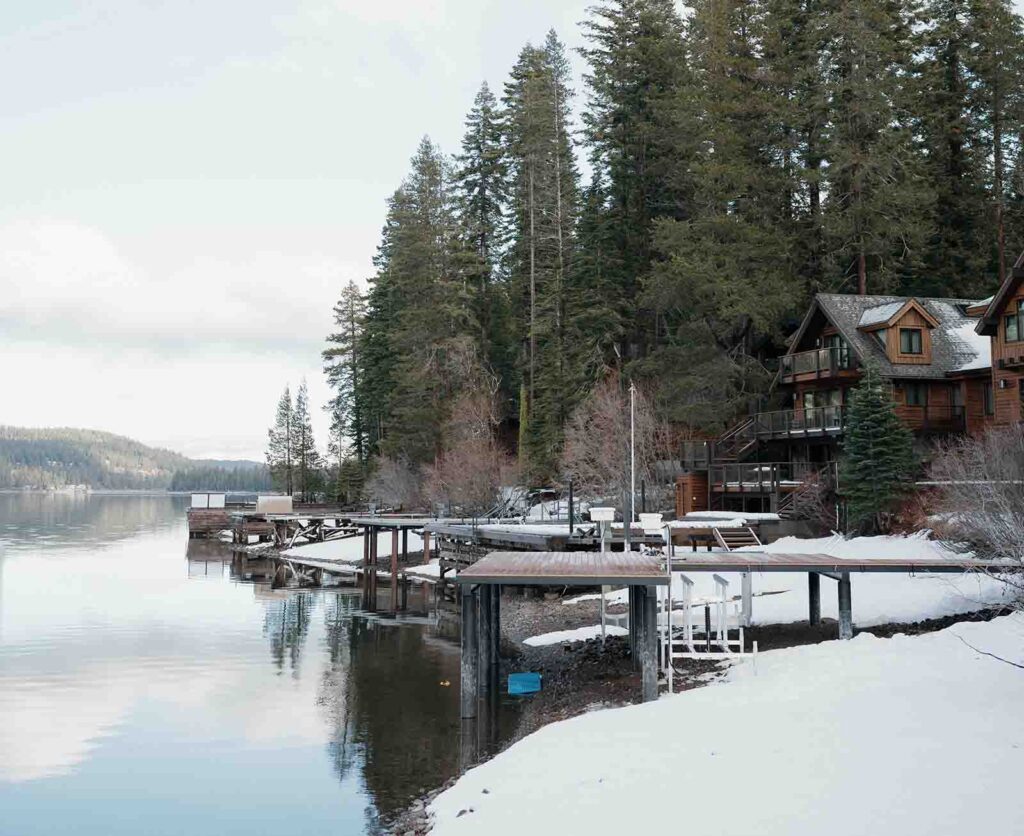 Lake Tahoe dock in winter